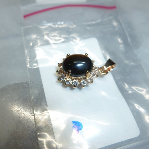 18K Gold Electroplate Tiger's Eye Swarovski Crystals Pendant - Picture 8 of 16